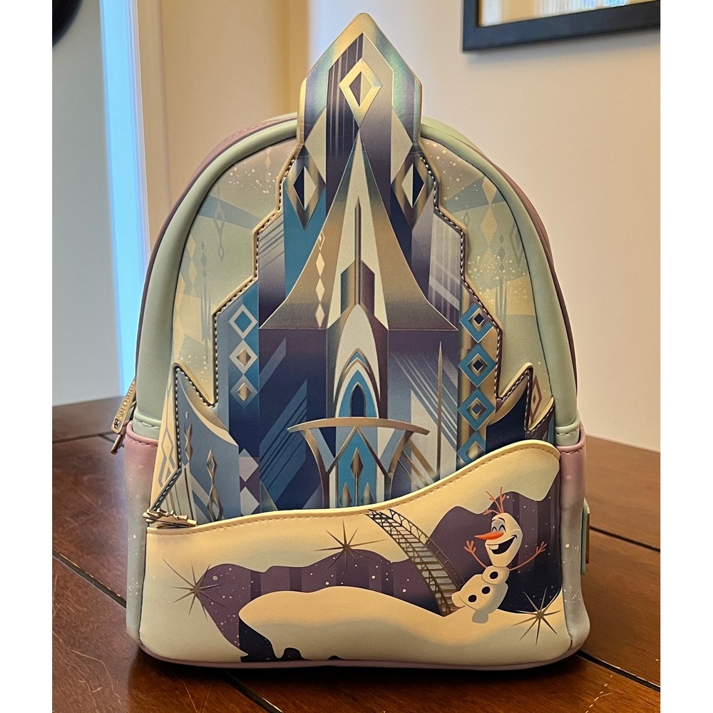 Disney Loungefly Frozen Elsa Ice Castle Mini Backpack Olaf Anna Purple Blue